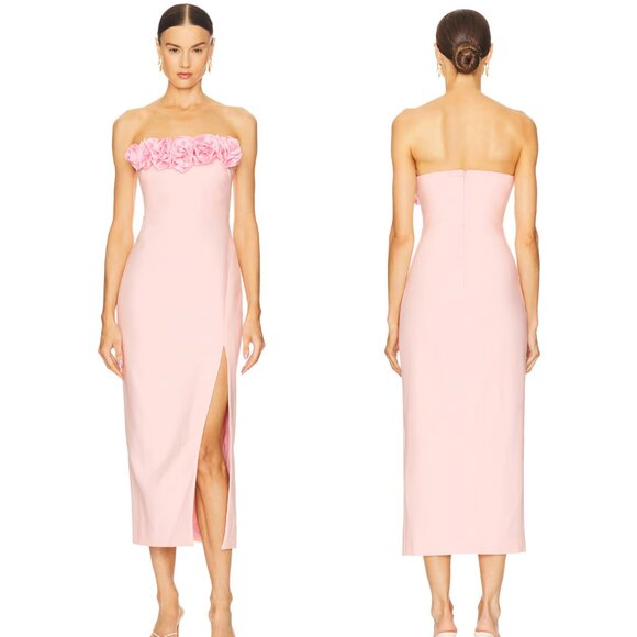 NEW LIKELY Catania Midi Dress in Rose Shadow Light Pink Strapless Formal Gown 6 - Picture 1 of 2